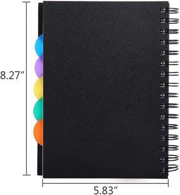 PP-Deckel A5-Projekt-Notebook mit horizontalen Linien auf den Seiten und farbigen PP-Teilern