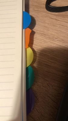 PP-Deckel A5-Projekt-Notebook mit horizontalen Linien auf den Seiten und farbigen PP-Teilern